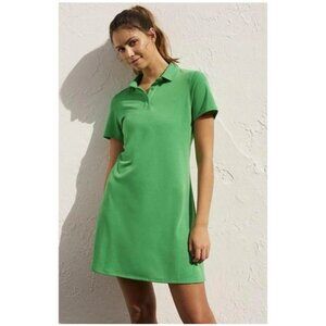 slim fit dress slacks Simkhai Page Green Contrast Knit Polo Mini Dress main image 1